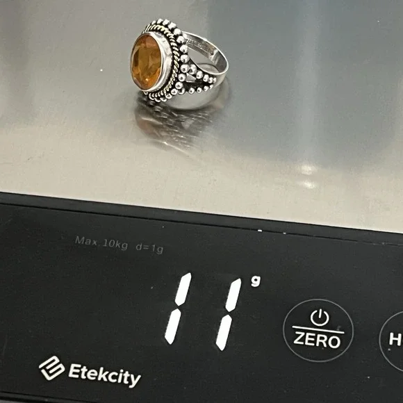 Stephen Dweck Sterling Silver 925 & 18K Gold Oval Citrine Cocktail Ring Size 6.5 - Picture 8 of 16